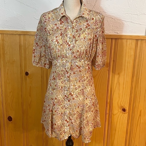 Free People Bonnie Smocked Mini Dress Sz-S - Picture 2 of 11